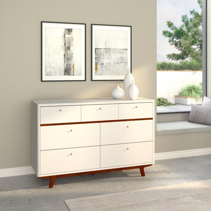 The appearance of Dakota 7 Drawer Dresser In Acorn designed by Alpine in the transitional interior design. This acorn piece of furniture  was selected by 1StopBedrooms from Dakota Collection to add a touch of cosiness and style into your home. Sku: 1974-03. Material: Wood. Product Type: Dresser. Image1