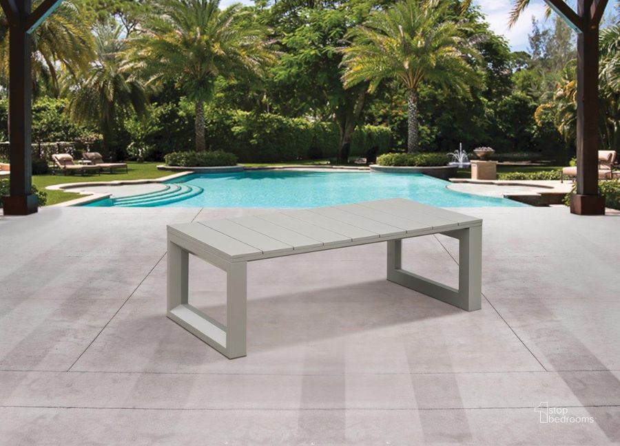 The appearance of Dalilah Patio Cocktail Table designed by Steve Silver in the modern / contemporary interior design. This light grey piece of furniture  was selected by 1StopBedrooms from Dalilah Collection to add a touch of cosiness and style into your home. Sku: DAL600CT. Material: Aluminum. Product Type: Outdoor Table. Image1