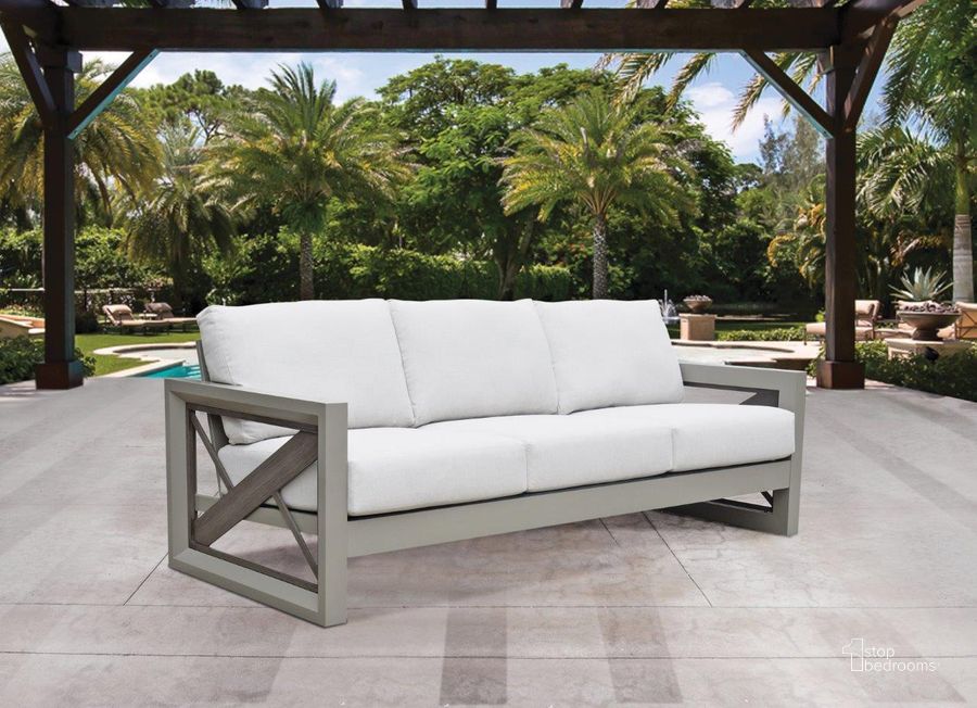 The appearance of Dalilah Patio Sofa designed by Steve Silver in the modern / contemporary interior design. This light grey piece of furniture  was selected by 1StopBedrooms from Dalilah Collection to add a touch of cosiness and style into your home. Sku: DAL600S. Material: Aluminum. Product Type: Outdoor Sofa. Image1