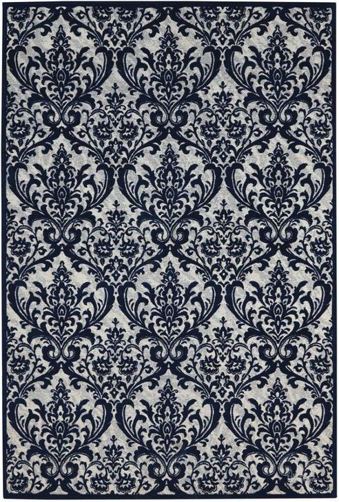 The appearance of Damask Ivory And Navy 5 X 7 Area Rug designed by Nourison in the traditional interior design. This dark navy piece of furniture  was selected by 1StopBedrooms from Damask Collection to add a touch of cosiness and style into your home. Sku: 99446341396. Material: Polyester. Product Type: Area Rugs. Image1