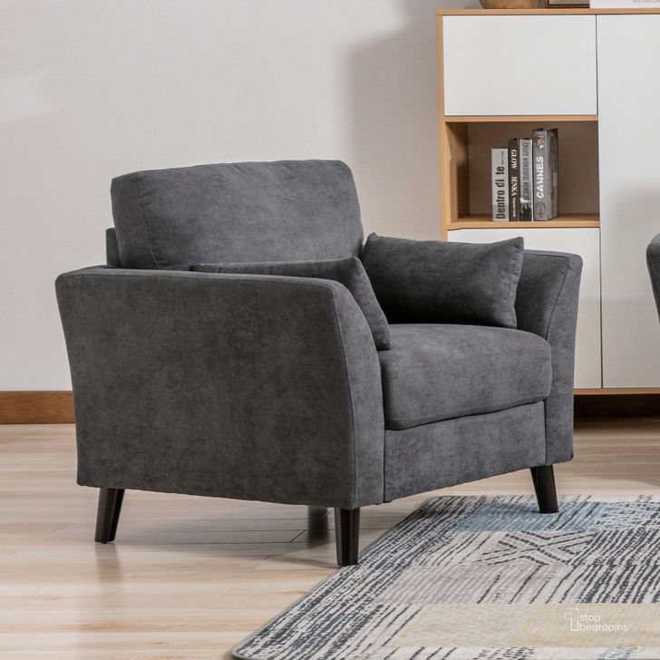 The appearance of Damian Gray Velvet Fabric Chair designed by Lilola Home in the modern / contemporary interior design. This gray piece of furniture  was selected by 1StopBedrooms from Damian Collection to add a touch of cosiness and style into your home. Sku: 89728-C. Product Type: Living Room Chair. Material: Velvet. Image1