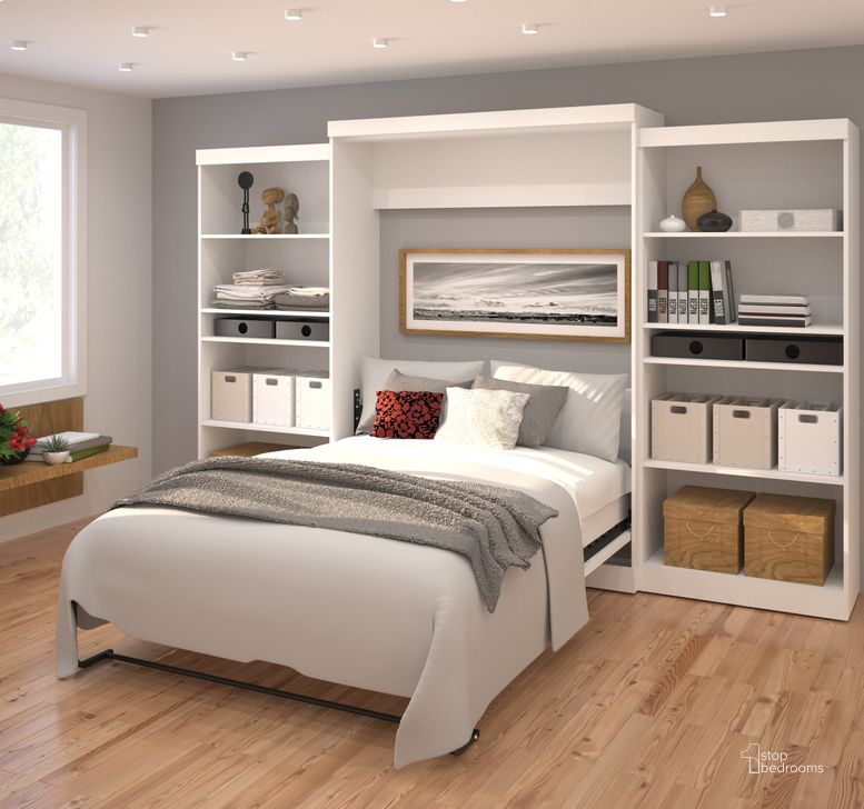 The appearance of Damiana White Queen Storage Bed 0qb2256766 designed by Luxe Linea in the modern / contemporary interior design. This white piece of furniture  was selected by 1StopBedrooms from Damiana Collection to add a touch of cosiness and style into your home. Sku: 26885-17. Material: Wood. Bed Size: Queen. Bed Type: Murphy Bed. Product Type: Murphy Bed. Image1