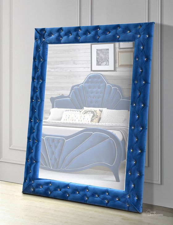 The appearance of Dante Accent Floor Mirror (Blue) designed by ACME in the glam interior design. This blue piece of furniture  was selected by 1StopBedrooms from Dante Collection to add a touch of cosiness and style into your home. Sku: 24238. Material: Wood. Product Type: Accent Mirror.