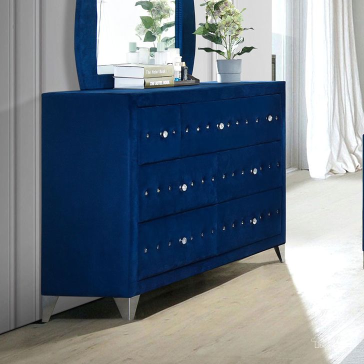 The appearance of Dante Dresser (Blue) designed by ACME in the glam interior design. This blue piece of furniture  was selected by 1StopBedrooms from Dante Collection to add a touch of cosiness and style into your home. Sku: 24225. Material: Wood. Product Type: Dresser. Image1