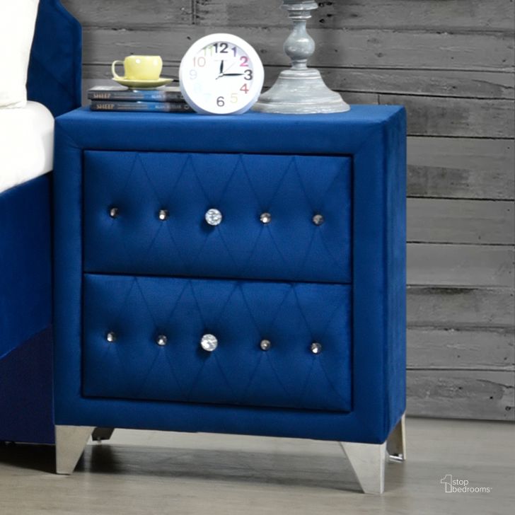 The appearance of Dante Nightstand (Blue) designed by ACME in the glam interior design. This blue piece of furniture  was selected by 1StopBedrooms from Dante Collection to add a touch of cosiness and style into your home. Sku: 24223. Material: Wood. Product Type: Nightstand. Image1