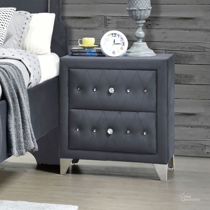 The appearance of Dante Nightstand (Gray) designed by ACME in the glam interior design. This gray piece of furniture  was selected by 1StopBedrooms from Dante Collection to add a touch of cosiness and style into your home. Sku: 24233. Material: Wood. Product Type: Nightstand.