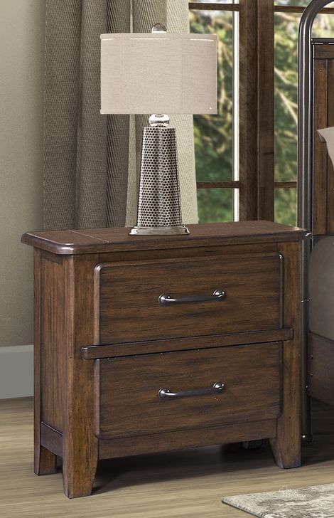 The appearance of Danville 2 Drawer Nightstand designed by Bernards in the traditional interior design. This spice brown piece of furniture  was selected by 1StopBedrooms from Danville Collection to add a touch of cosiness and style into your home. Sku: 315-120. Product Type: Nightstand. Material: Solid Pine. Image1