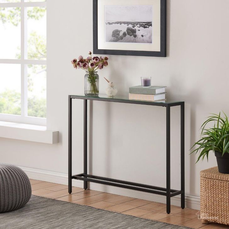 The appearance of Darrin Narrow Mini Console Table With Mirrored Top In Black designed by SEI Furniture in the modern / contemporary interior design. This black piece of furniture  was selected by 1StopBedrooms from Darrin Collection to add a touch of cosiness and style into your home. Sku: CM9597. Material: Wood. Product Type: Console Table. Image1