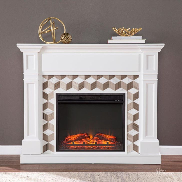 The appearance of Darvingmore Base Electric Fireplace With Marble Surround designed by SEI Furniture in the transitional interior design. This white piece of furniture  was selected by 1StopBedrooms from Darvingmore Collection to add a touch of cosiness and style into your home. Sku: FP1105059. Material: Wood. Product Type: Fireplace. Image1