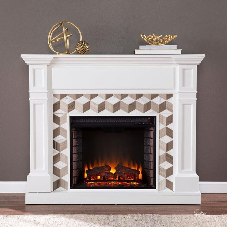 The appearance of Darvingmore Electric Fireplace With Marble Surround designed by SEI Furniture in the transitional interior design. This white piece of furniture  was selected by 1StopBedrooms from Darvingmore Collection to add a touch of cosiness and style into your home. Sku: FE1105059. Material: Wood. Product Type: Fireplace. Image1