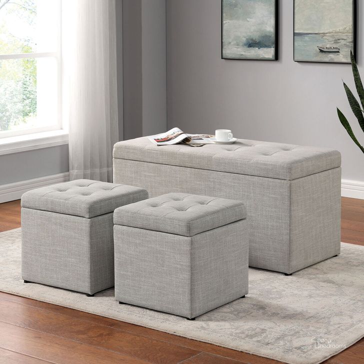 The appearance of Daryn Storage Bench With Ottoman In Beige designed by Furniture of America in the transitional interior design. This beige piece of furniture  was selected by 1StopBedrooms from Daryn Collection to add a touch of cosiness and style into your home. Sku: CM-AC394. Material: Wood. Product Type: Storage Bench. Image1