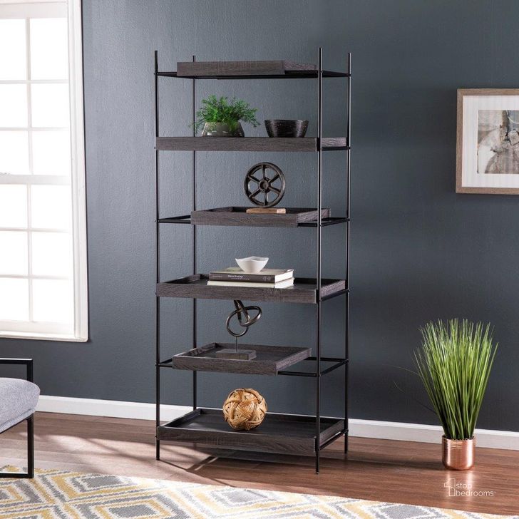 The appearance of Deckenly Sliding Shelf Etagere designed by SEI Furniture in the modern / contemporary interior design. This black piece of furniture  was selected by 1StopBedrooms from Deckenly Collection to add a touch of cosiness and style into your home. Sku: HZ1137038. Material: Wood. Product Type: Etagere. Image1