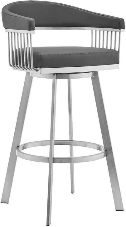 The appearance of Deep Cove Gray Barstool 0qb24490113 designed by Luxury Loft in the modern / contemporary interior design. This gray piece of furniture  was selected by 1StopBedrooms from Deep Cove Collection to add a touch of cosiness and style into your home. Sku: LCCSBABSGR30. Product Type: Barstool. Material: Stainless Steel. Image1