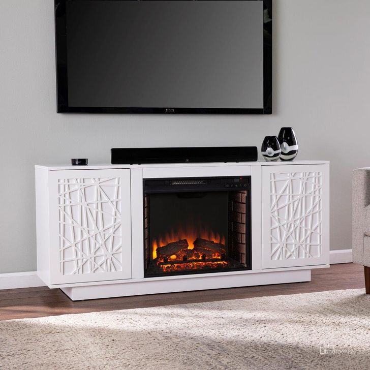 The appearance of Delgrave Electric Media Fireplace With Storage designed by SEI Furniture in the modern / contemporary interior design. This white piece of furniture  was selected by 1StopBedrooms from Delgrave Collection to add a touch of cosiness and style into your home. Sku: FE1095656. Material: Wood. Product Type: Fireplace. Image1