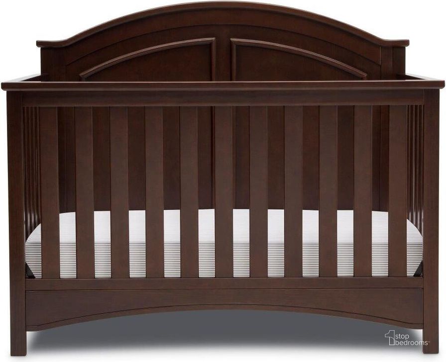 The appearance of Delta Children Perry 6 In 1 Convertible Crib With Greenguard Gold Certified In Walnut Espresso designed by Delta Children in the modern / contemporary interior design. This walnut piece of furniture  was selected by 1StopBedrooms from Perry Collection to add a touch of cosiness and style into your home. Sku: W120650-1324. Material: Wood. Product Type: Crib. Image1