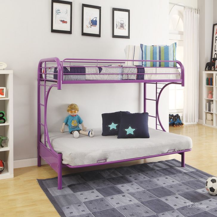 The appearance of Dertonville White Purple Twin Over Full Bunk Bed designed by Off 5th Home in the modern / contemporary interior design. This white purple piece of furniture  was selected by 1StopBedrooms from Dertonville Collection to add a touch of cosiness and style into your home. Sku: 02091W-PU. Bed Type: Bunk Bed. Material: Metal. Product Type: Bunk Bed. Bed Size: Twin Over Full. Image1