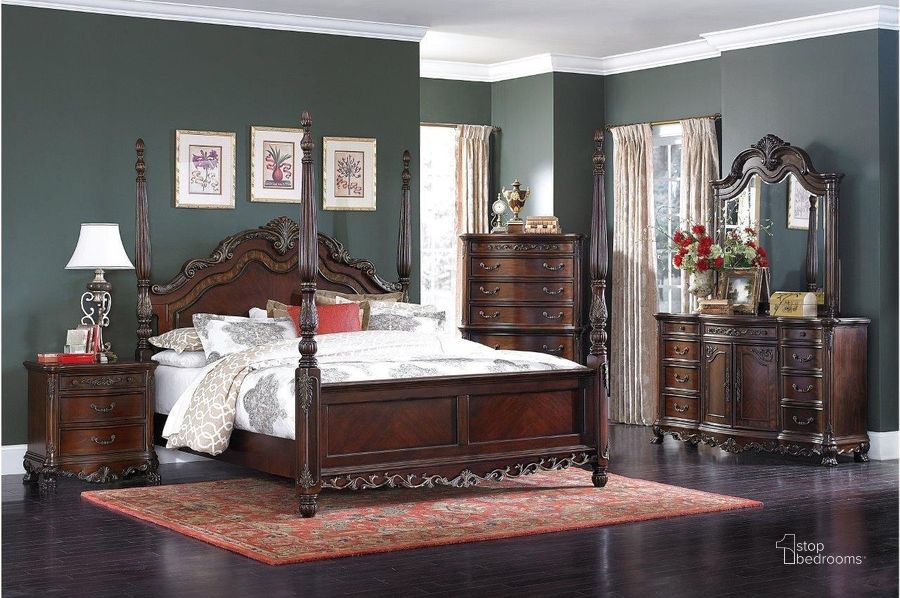 The appearance of Deryn Park Poster Bedroom Set designed by Homelegance in the traditional interior design. This brown piece of furniture  was selected by 1StopBedrooms from Deryn Collection to add a touch of cosiness and style into your home. Sku: 2243-1;2243-2;2243-3;2243-P;2243-4. Bed Type: Poster Bed. Material: Wood. Product Type: Poster Bed. Bed Size: Queen. Image1