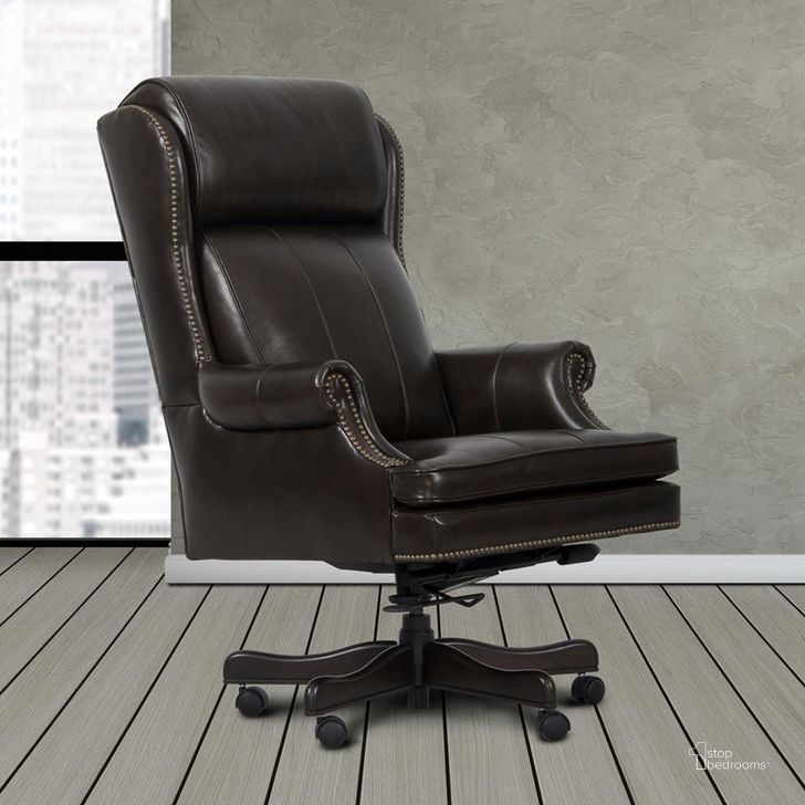The appearance of Desk Chair Leather Desk Chair DC105-PBR designed by Parker House in the traditional interior design. This brown piece of furniture  was selected by 1StopBedrooms from  to add a touch of cosiness and style into your home. Sku: DC#105-PBR. Product Type: Desk Chair. Material: Top Grain Leather. Image1
