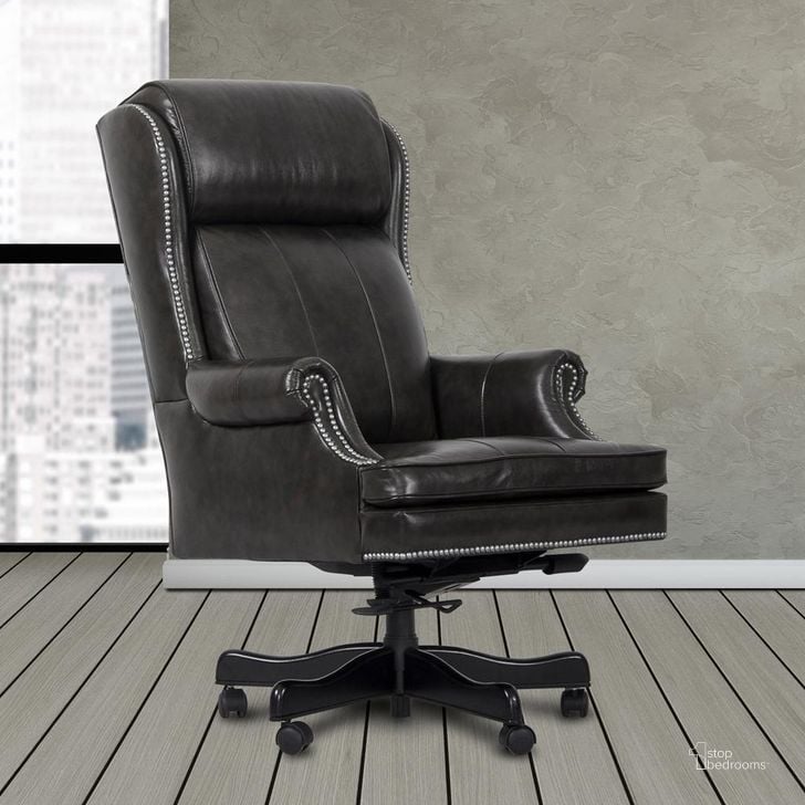 The appearance of Desk Chair Leather Desk Chair DC105-PGR designed by Parker House in the traditional interior design. This grey piece of furniture  was selected by 1StopBedrooms from  to add a touch of cosiness and style into your home. Sku: DC#105-PGR. Product Type: Desk Chair. Material: Top Grain Leather. Image1