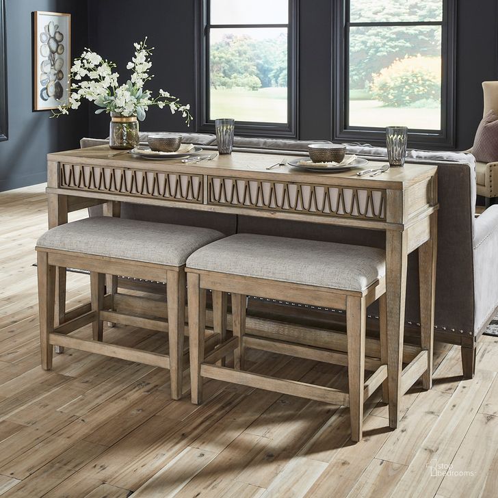 The appearance of Devonshire 3 Piece Sofa Console Set In Weathered Sandstone designed by Liberty in the transitional interior design. This sandstone piece of furniture  was selected by 1StopBedrooms from Devonshire Collection to add a touch of cosiness and style into your home. Sku: 809-OT6736;809-OT9001;809-OT9001. Product Type: Console. Material: Rubberwood. Image1