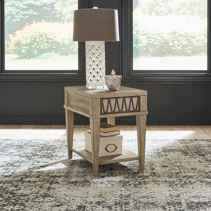 The appearance of Devonshire Chair Side Table In Weathered Sandstone designed by Liberty in the transitional interior design. This sandstone piece of furniture  was selected by 1StopBedrooms from Devonshire Collection to add a touch of cosiness and style into your home. Sku: 809-OT1021. Product Type: Chairside Table. Material: Rubberwood. Image1