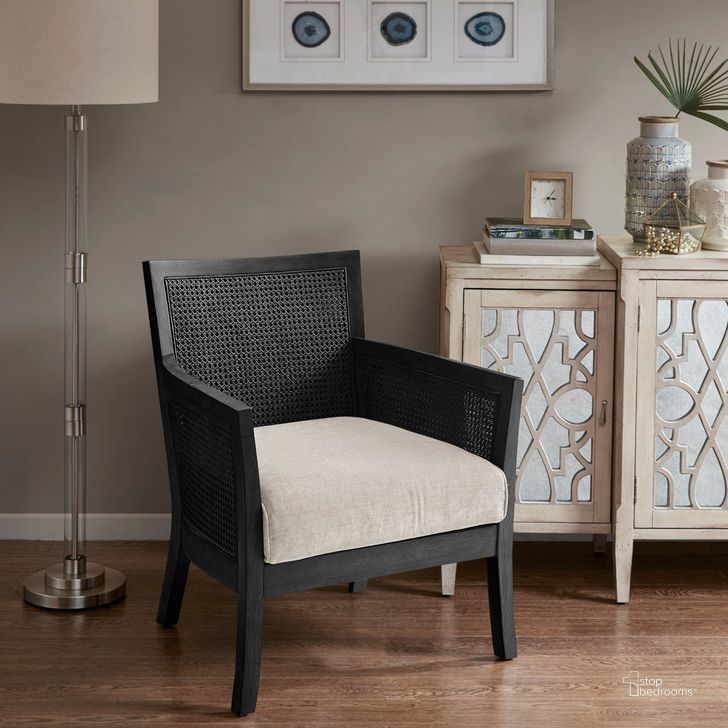 The appearance of Diedra Accent Chair In Black designed by Olliix in the transitional interior design. This black piece of furniture  was selected by 1StopBedrooms from Diedra Collection to add a touch of cosiness and style into your home. Sku: MP100-1174. Material: Wood. Product Type: Accent Chair. Image1