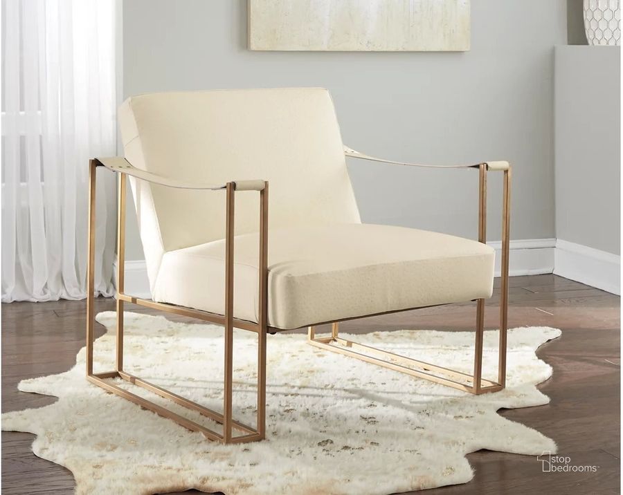 The appearance of Dilbert Cream Chair designed by Isaac Tahari in the transitional interior design. This cream piece of furniture  was selected by 1StopBedrooms from Dilbert Collection to add a touch of cosiness and style into your home. Sku: A3000213. Material: Leather. Product Type: Accent Chair. Image1