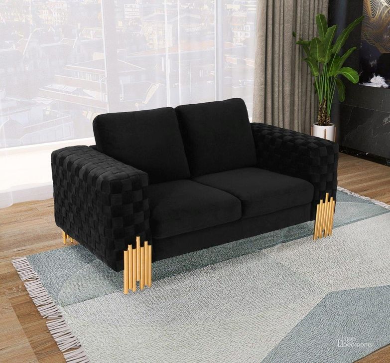 The appearance of Divani Casa GeorgiaModern Velvet Glam Black And Gold Loveseat designed by VIG Furniture in the modern / contemporary interior design. This black piece of furniture  was selected by 1StopBedrooms from Divani Casa Georgia Collection to add a touch of cosiness and style into your home. Sku: VGKNK8622-LS. Product Type: Loveseat. Material: Velvet. Image1