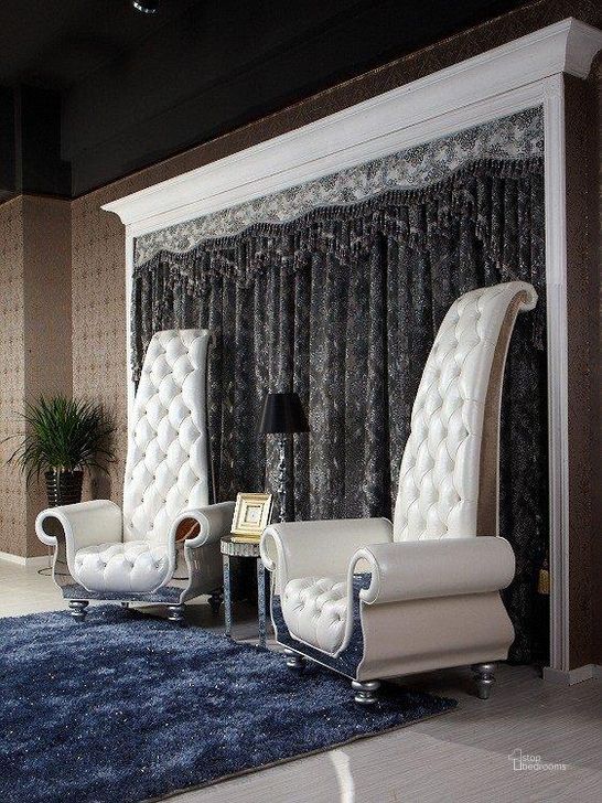 The appearance of Divani Casa Luxe Neo-Classical Pearl White Italian Leather Leisure Chair designed by VIG Furniture in the transitional interior design. This white piece of furniture  was selected by 1StopBedrooms from Divani Casa Collection to add a touch of cosiness and style into your home. Sku: VGKND6032. Material: Leather. Product Type: Accent Chair. Image1