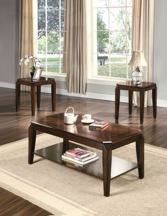 The appearance of Docila 3-Piece Occasional Table Set designed by ACME in the transitional interior design. This brown piece of furniture  was selected by 1StopBedrooms from Docila Collection to add a touch of cosiness and style into your home. Sku: 80655. Material: Wood. Product Type: Occasional Table Set. Image1