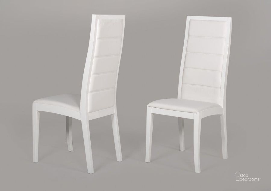 The appearance of Donna Contemporary White Leatherette Dining Chair Set Of 2 designed by VIG Furniture in the modern / contemporary interior design. This white piece of furniture  was selected by 1StopBedrooms from  to add a touch of cosiness and style into your home. Sku: VGGU9007CH-WHT. Material: Leather. Product Type: Dining Chair. Image1