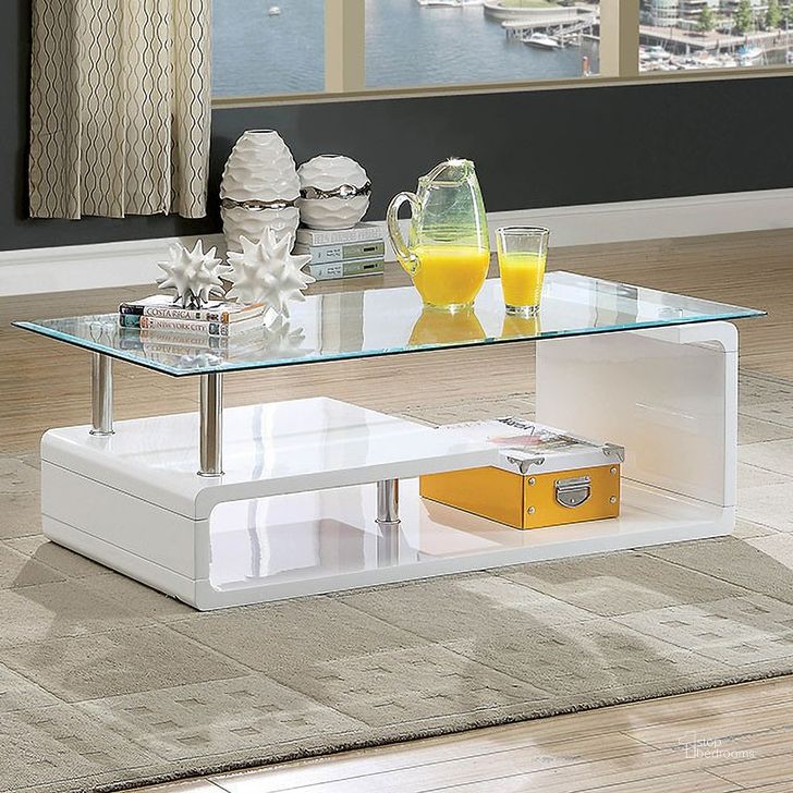 The appearance of Dorinae White Coffee and Cocktail Table designed by Luxe Linea in the modern / contemporary interior design. This white piece of furniture  was selected by 1StopBedrooms from Dorinae Collection to add a touch of cosiness and style into your home. Sku: CM4056C. Material: Metal. Product Type: Coffee and Cocktail Table. Image1