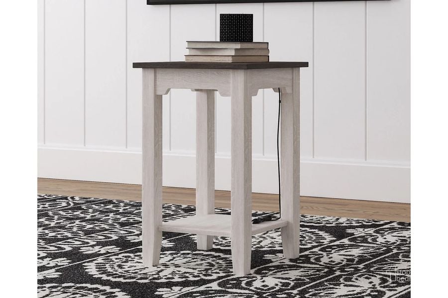 The appearance of Dorrinson Two-Tone Chair Side End Table designed by Signature Design by Ashley in the transitional interior design. This two-tone piece of furniture  was selected by 1StopBedrooms from Dorrinson Collection to add a touch of cosiness and style into your home. Sku: T287-7. Material: Wood. Product Type: End Table. Image1