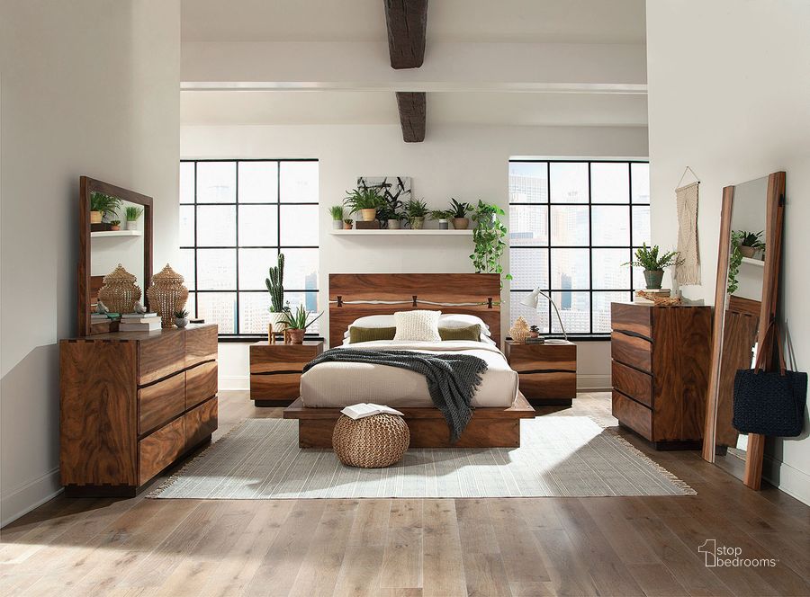 The appearance of Dorwin Walnut Platform Bed Bedroom Set 0qd24428275 designed by Luxury Loft in the modern / contemporary interior design. This walnut piece of furniture  was selected by 1StopBedrooms from Dorwin Collection to add a touch of cosiness and style into your home. Sku: 223250QB1;223250QB2;223252. Bed Type: Platform Bed. Material: Wood. Product Type: Platform Bed. Bed Size: Queen. Image1