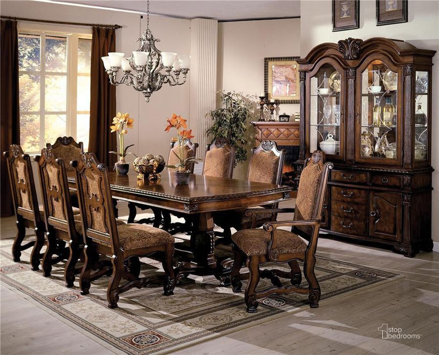 The appearance of Drawton Brown Dining Set designed by Windsor Home in the traditional interior design. This brown piece of furniture  was selected by 1StopBedrooms from Drawton Collection to add a touch of cosiness and style into your home. Sku: 2400-TOP;2400-LEG;2401S;2401A. Table Top Style: Wood. Material: Wood. Product Type: Dining Room Set. Table Top Shape: Rectangular. Size: 44". Image1