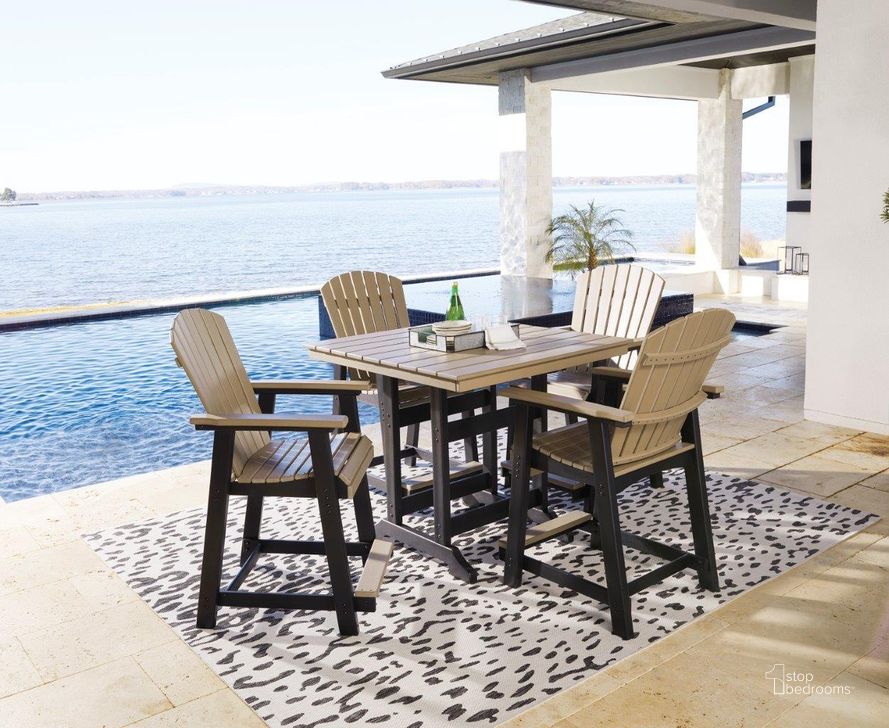 The appearance of Dromore Black/Driftwood Outdoor Dining Furniture Set designed by Boho House in the modern / contemporary interior design. This black/driftwood piece of furniture  was selected by 1StopBedrooms from Dromore Collection to add a touch of cosiness and style into your home. Sku: P211-632;P211-124. Table Top Shape: Rectangular. Product Type: Outdoor Dining Set. Size: 42". Image1