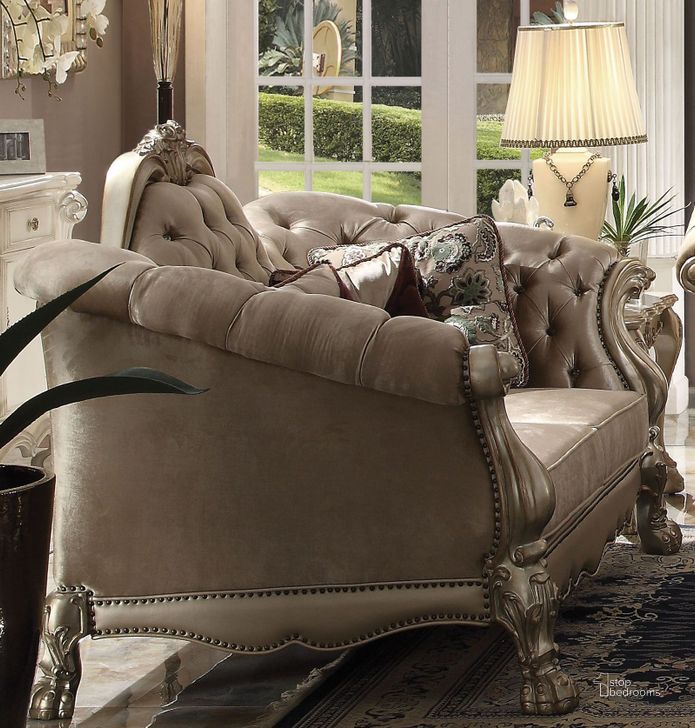 The appearance of Drummondville Bone Loveseat designed by Isaac Tahari in the transitional interior design. This bone piece of furniture  was selected by 1StopBedrooms from Drummondville Collection to add a touch of cosiness and style into your home. Sku: 52091. Material: Fabric. Product Type: Loveseat. Image1