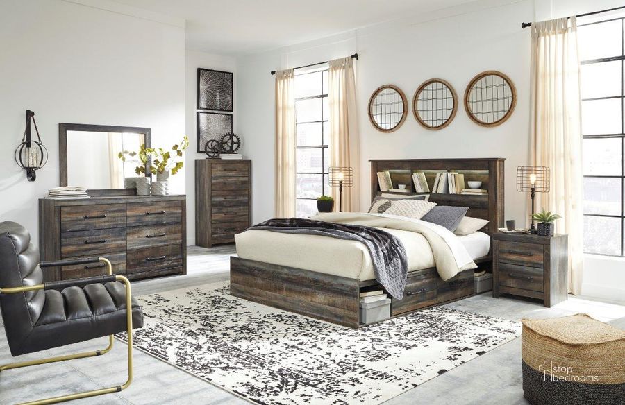 The appearance of Drystan Multi Bookcase Panel Bedroom Set with Two Underbed Storage designed by Signature Design by Ashley in the rustic / southwestern interior design. This multi piece of furniture  was selected by 1StopBedrooms from Drystan Collection to add a touch of cosiness and style into your home. Sku: B211-65;B211-54;B211-60;B211-60;B100-13;B211-92. Bed Type: Storage Bed. Material: Wood. Product Type: Storage Bed. Bed Size: Queen. Image1