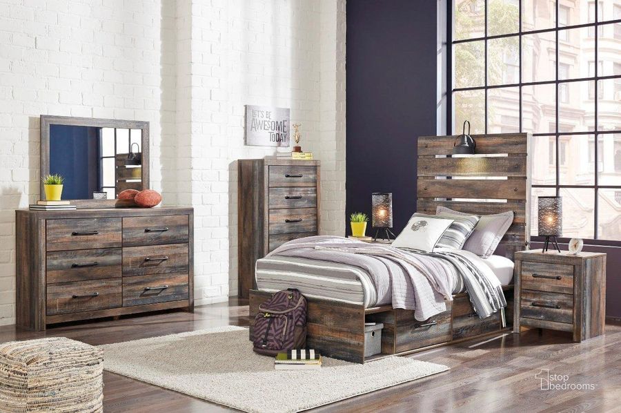 The appearance of Drystan Multi Youth Panel Bedroom Set With Two Underbed Storage designed by Signature Design by Ashley in the rustic / southwestern interior design. This multi piece of furniture  was selected by 1StopBedrooms from Drystan Collection to add a touch of cosiness and style into your home. Sku: B211-53;B211-52;B211-50;B211-50;B100-11;B211-92. Bed Type: Storage Bed. Material: Wood. Product Type: Storage Bed. Bed Size: Twin. Image1