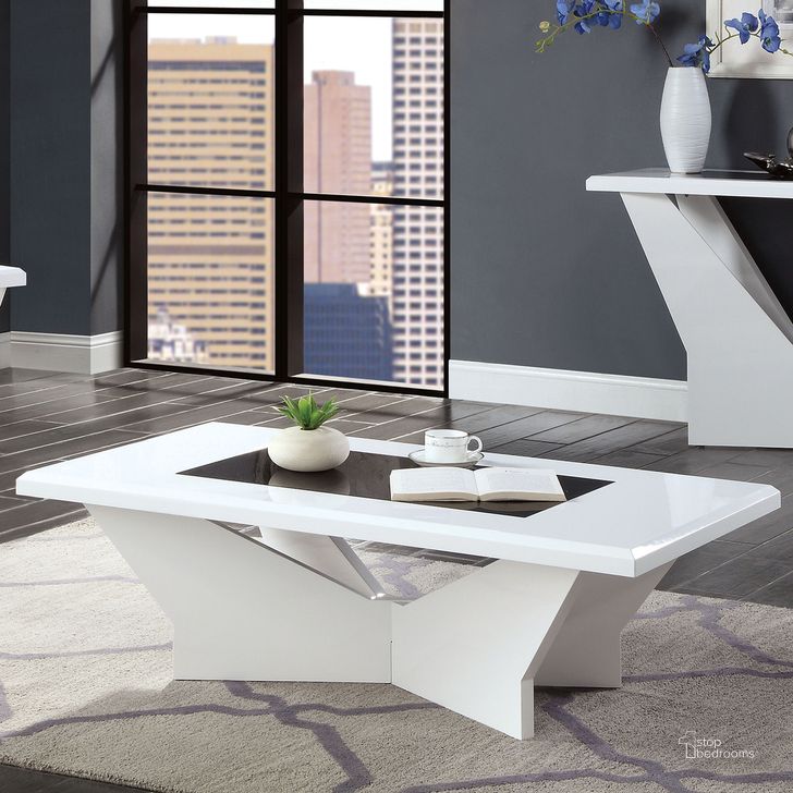 The appearance of Dubendorf Coffee Table In White designed by Furniture of America in the modern / contemporary interior design. This white piece of furniture  was selected by 1StopBedrooms from Dubendorf Collection to add a touch of cosiness and style into your home. Sku: CM4183WH-C. Material: Glass. Product Type: Coffee Table. Image1