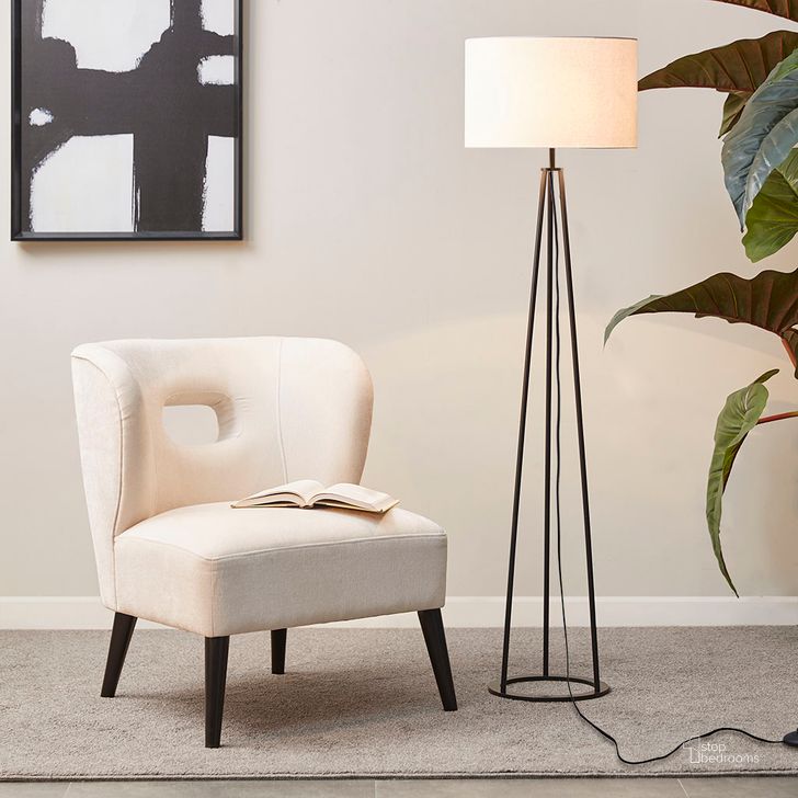 The appearance of Dunhill Floor Lamp In Black designed by Olliix in the modern / contemporary interior design. This black piece of furniture  was selected by 1StopBedrooms from Clyde Collection to add a touch of cosiness and style into your home. Sku: MT154-0050. Material: Polyester. Product Type: Floor Lamp. Image1