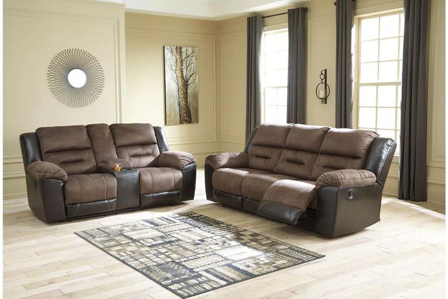 The appearance of Earhart Reclining Living Room Set In Chestnut designed by Signature Design by Ashley in the modern / contemporary interior design. This chestnut piece of furniture  was selected by 1StopBedrooms from Earhart Collection to add a touch of cosiness and style into your home. Sku: 2910188;2910194. Material: Fabric. Product Type: Living Room Set. Image1