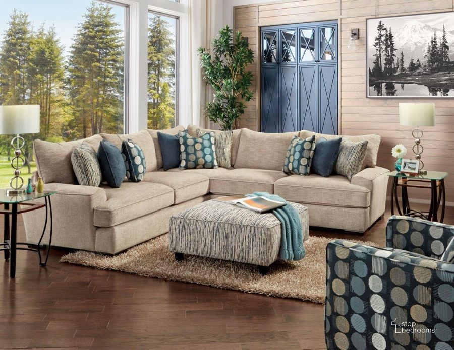 The appearance of Eastleigh Sectional In Tan designed by Furniture of America in the transitional interior design. This tan piece of furniture  was selected by 1StopBedrooms from Eastleigh Collection to add a touch of cosiness and style into your home. Sku: SM8187-SECT. Material: Wood. Product Type: Sectional. Layout: L-Shape.