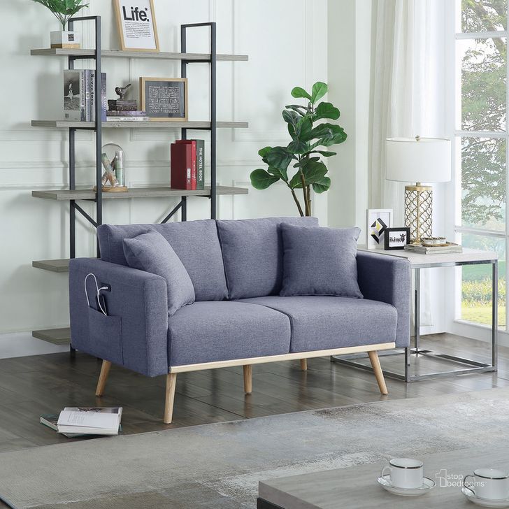 The appearance of Easton Dark Gray Linen Fabric Loveseat With Usb Charging Ports Pockets And Pillows designed by Lilola Home in the transitional interior design. This dark gray piece of furniture  was selected by 1StopBedrooms from Easton Collection to add a touch of cosiness and style into your home. Sku: 81370-L. Material: Fabric. Product Type: Loveseat. Image1