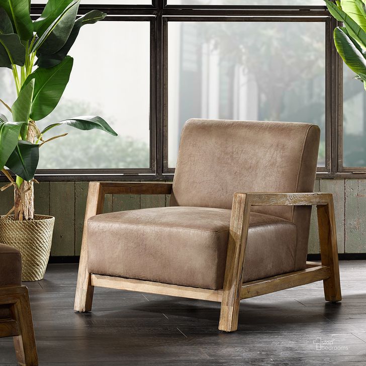 The appearance of Easton Low Profile Accent Chair In Taupe/Natural designed by Olliix in the transitional interior design. This taupe/natural piece of furniture  was selected by 1StopBedrooms from Easton Collection to add a touch of cosiness and style into your home. Sku: II100-0048. Material: Wood. Product Type: Accent Chair. Image1