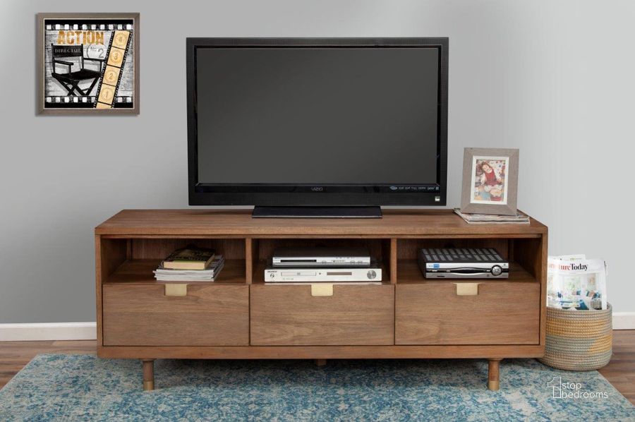 The appearance of Easton TV Console Sand designed by Alpine in the modern / contemporary interior design. This sand piece of furniture  was selected by 1StopBedrooms from Easton Collection to add a touch of cosiness and style into your home. Sku: 2088-10. Product Type: TV Console. Material: Wood Veneer. Image1