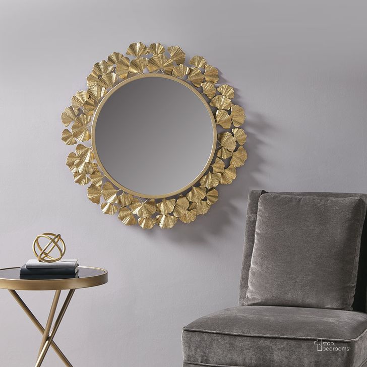 The appearance of Eden Ginkgo Mirror In Gold designed by Olliix in the transitional interior design. This gold piece of furniture  was selected by 1StopBedrooms from Eden Collection to add a touch of cosiness and style into your home. Sku: MT160-0021. Product Type: Mirror. Material: MDF. Image1