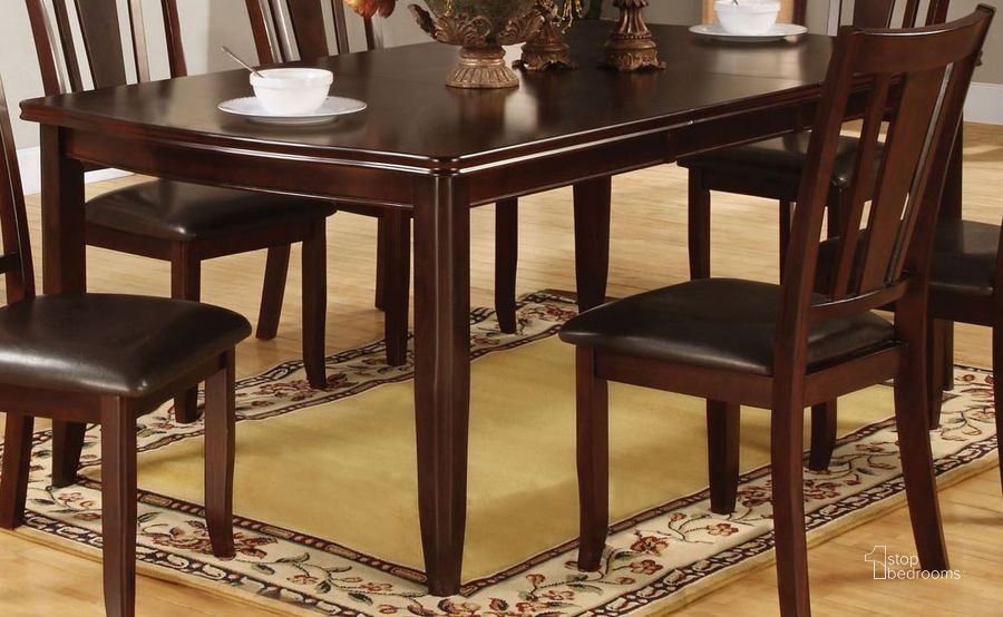 The appearance of Edgewood I Espresso Rectangular Extendable Leg Dining Room Set designed by Furniture of America in the transitional interior design. This brown piece of furniture  was selected by 1StopBedrooms from Edgewood Collection to add a touch of cosiness and style into your home. Sku: CM3336T;CM3336SC-2PK. Material: Wood. Product Type: Dining Room Set. Table Top Shape: Rectangular. Image1