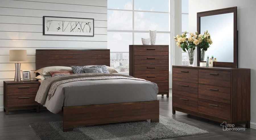 The appearance of Edmonton Rustic Tobacco Platform Bedroom Set designed by Coaster in the modern / contemporary interior design. This brown piece of furniture  was selected by 1StopBedrooms from Edmonton Collection to add a touch of cosiness and style into your home. Sku: 204351QB1;204351QB2;204352. Bed Type: Platform Bed. Material: Wood. Product Type: Platform Bed. Bed Size: Queen. Image1