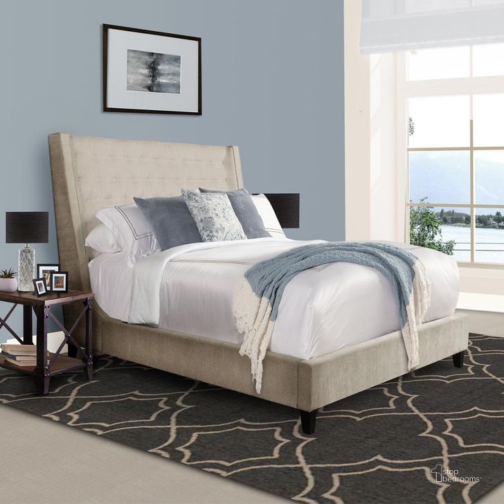 The appearance of Elaina Porcelain Porcelain King Upholstered Panel Bed designed by Parker House in the transitional interior design. This beige piece of furniture  was selected by 1StopBedrooms from Elaina Collection to add a touch of cosiness and style into your home. Sku: BELA#9000HB-POR;BELA#9020FBR-POR. Bed Type: Panel Bed. Product Type: Panel Bed. Bed Size: King. Image1